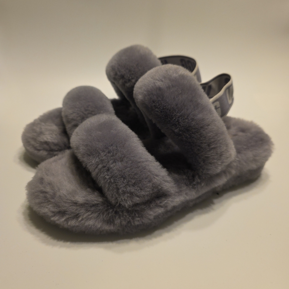 UGG Gray Fuzzy Slippers